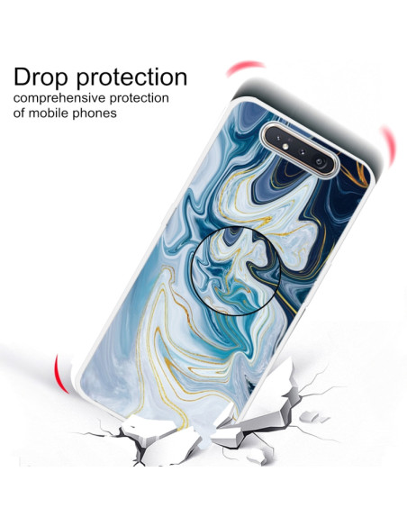 Cover Galaxy A80 TPU Marmo Verde Scuro Oro line Blu | Melacompro