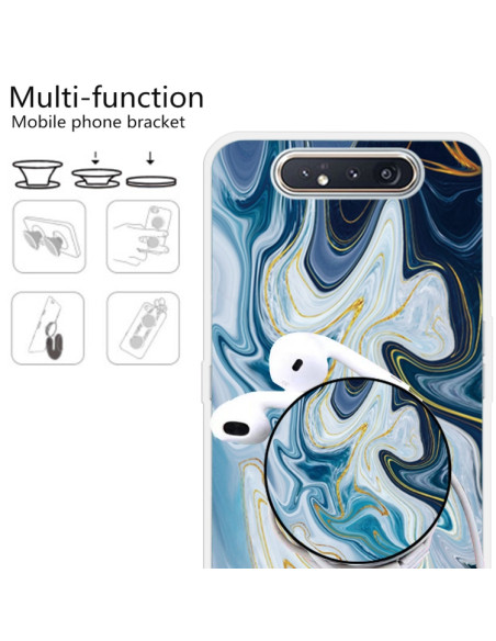 Cover Galaxy A80 TPU Marmo Verde Scuro Oro line Blu | Melacompro