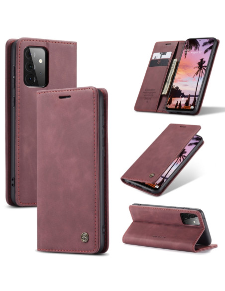 Cover Galaxy A72 5G Flip Pelle Portafoglio Wine Rosso | Melacompro