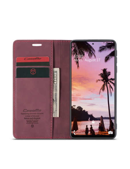 Cover Galaxy A72 5G Flip Pelle Portafoglio Wine Rosso | Melacompro
