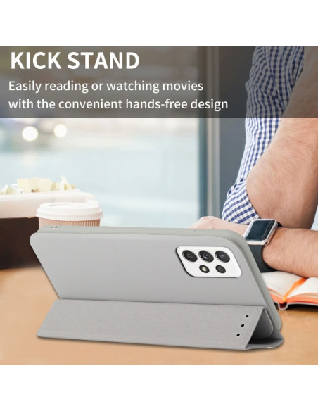 Cover Galaxy A72 5G Pelle Grigia Flip Grigio | Melacompro