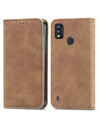 Cover ZTE A51 Pelle Rossa Flip Marrone | Melacompro