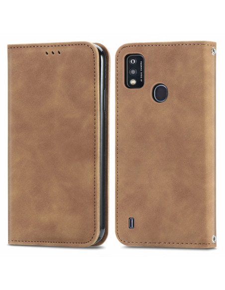 Cover ZTE A51 Pelle Rossa Flip Marrone | Melacompro