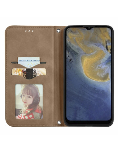 Cover ZTE A51 Pelle Rossa Flip Marrone | Melacompro