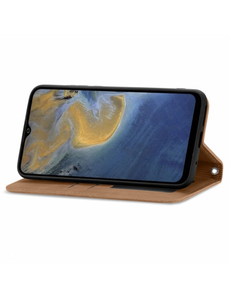 Cover ZTE A51 Pelle Rossa Flip Marrone | Melacompro