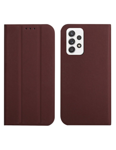 Cover Galaxy A72 5G Pelle Grigia Flip Marrone | Melacompro