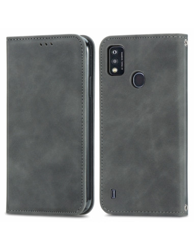 Cover ZTE A51 Pelle Rossa Flip Grigio | Melacompro