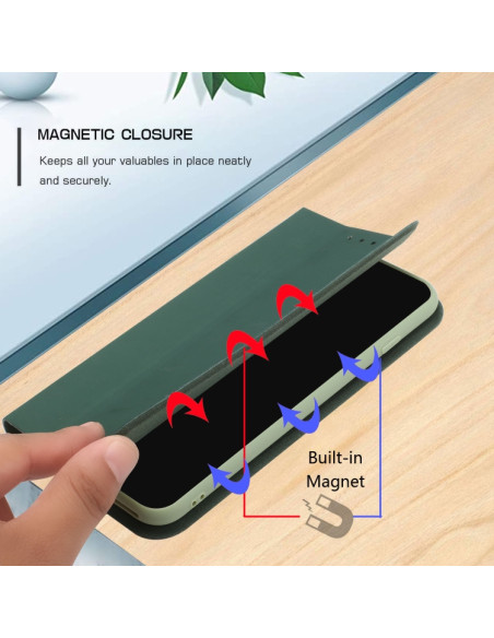 Cover Galaxy A72 5G Pelle Grigia Flip Deep Verde | Melacompro