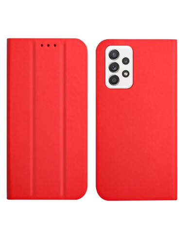 Cover Galaxy A72 5G Pelle Grigia Flip Rosso | Melacompro