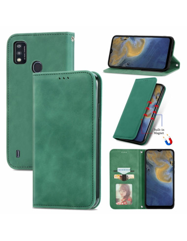 Cover ZTE A51 Pelle Rossa Flip Verde | Melacompro
