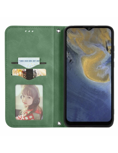 Cover ZTE A51 Pelle Rossa Flip Verde | Melacompro