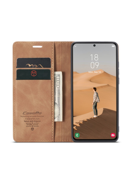 Cover Galaxy S22+ Pelle PU Blu Marrone | Melacompro