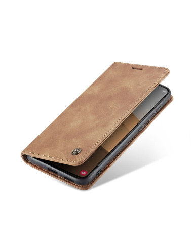 Cover Galaxy S22+ Pelle PU Blu Marrone | Melacompro