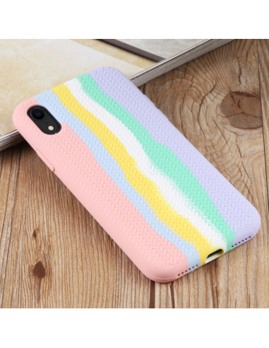 Cover iPhone XR Silicone Rosa Arcobaleno Rainbow Rosa | Melacompro