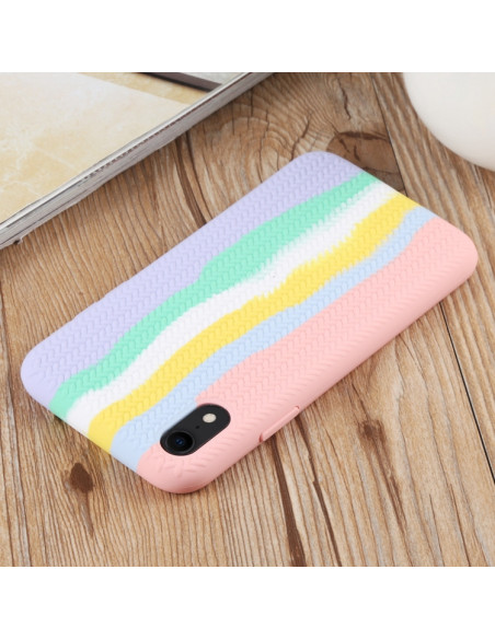 Cover iPhone XR Silicone Rosa Arcobaleno Rainbow Rosa | Melacompro