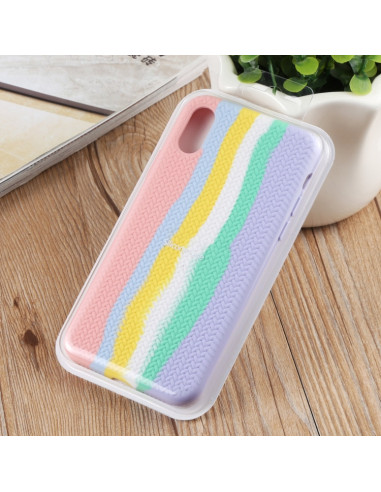 Cover iPhone XR Silicone Rosa Arcobaleno Rainbow Rosa | Melacompro