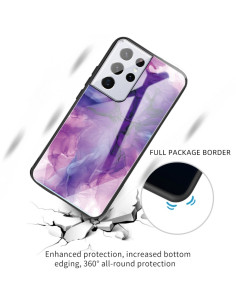Cover Galaxy S21 Ultra Glass Marmo Astratto Viola