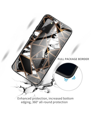 Cover Galaxy A02s Marmo Viola Glass Nero | Melacompro
