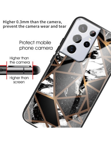 Cover Galaxy S21 Ultra Vetro Marmo Nero | Melacompro
