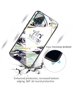 Cover Galaxy A12 5G Vetro Temperato Marmo Viola