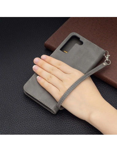 Cover Galaxy S22+ 5G Pelle Grigia Flip Grigio | Melacompro