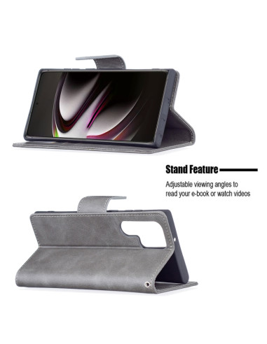 Cover Galaxy S22 Ultra 5G Pelle Flip Grigio | Melacompro