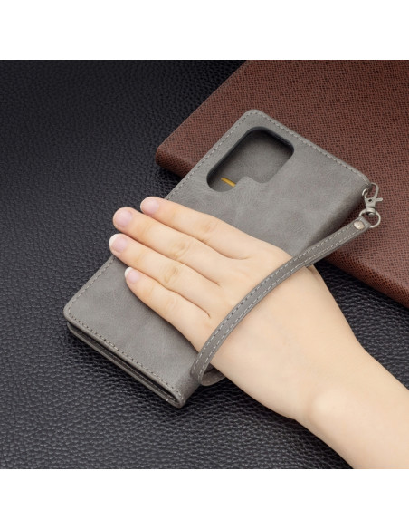 Cover Galaxy S22 Ultra 5G Pelle Flip Grigio | Melacompro