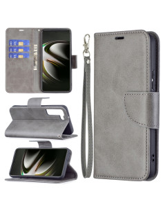 Cover Galaxy S22 5G Pelle Flip Portafoglio Grigio | Melacompro