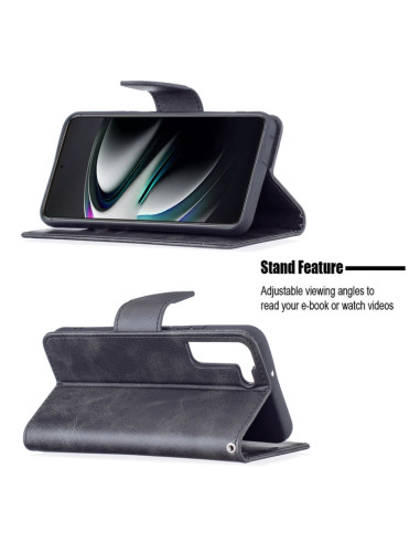 Cover Galaxy S22+ Pelle PU Blu Nero | Melacompro