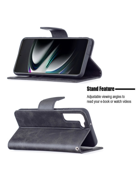 Cover Galaxy S22+ Pelle PU Blu Nero | Melacompro