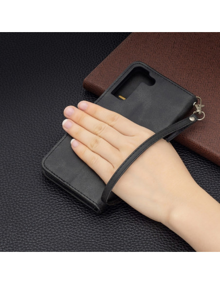 Cover Galaxy S22+ Pelle PU Blu Nero | Melacompro