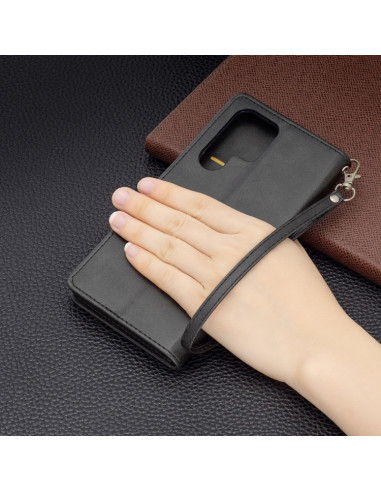 Cover Galaxy S22+ Pelle PU Blu Nero | Melacompro