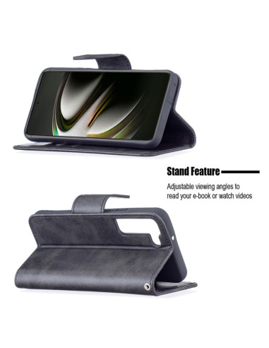 Cover Galaxy S22+ Pelle PU Blu Nero | Melacompro