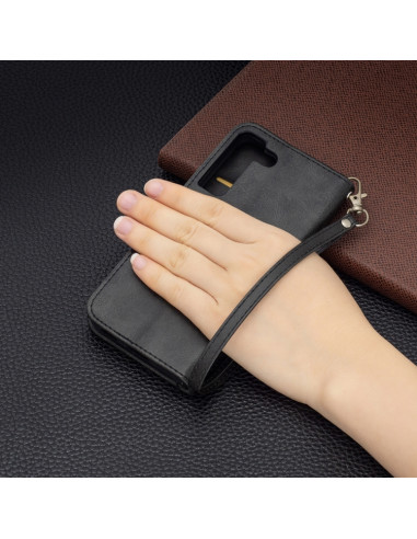 Cover Galaxy S22+ Pelle PU Blu Nero | Melacompro