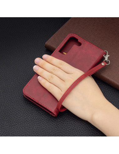 Cover Galaxy S22+ Pelle PU Blu Rosso | Melacompro