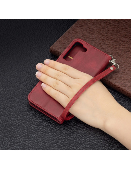 Cover Galaxy S22+ Pelle PU Blu Rosso | Melacompro