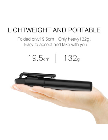 Selfie Stick Treppiede Luce Bluetooth Nero | Melacompro