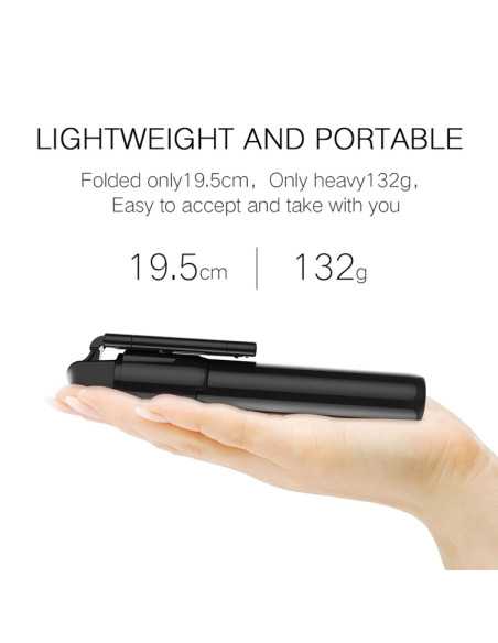 Selfie Stick Treppiede Luce Bluetooth Nero | Melacompro
