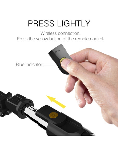 Selfie Stick Treppiede Luce Bluetooth Nero | Melacompro