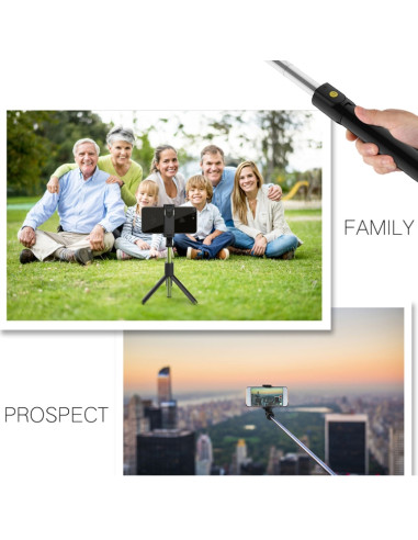 Selfie Stick Treppiede Luce Bluetooth Nero | Melacompro