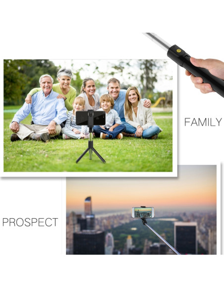 Selfie Stick Treppiede Luce Bluetooth Nero | Melacompro