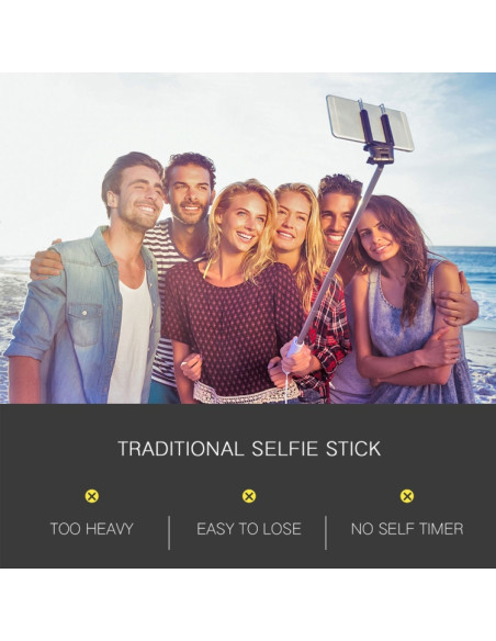 Selfie Stick Treppiede Luce Bluetooth Nero | Melacompro