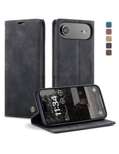 Cover iPhone Air Pelle PU Flip a Libro Marrone Nero