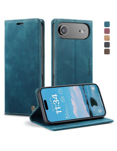 Cover iPhone Air Pelle PU Flip a Libro Marrone Blu