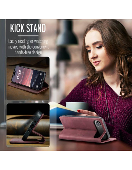 Cover iPhone Air Pelle PU Flip Marrone Rosso | Melacompro