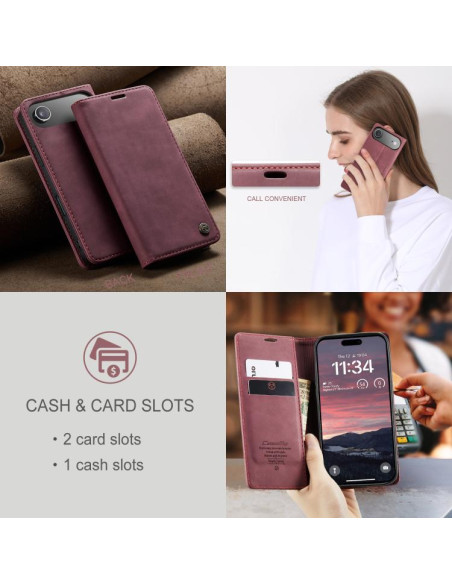 Cover iPhone Air Pelle PU Flip Marrone Rosso | Melacompro