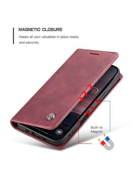 Cover iPhone Air Pelle PU Flip Marrone Rosso | Melacompro
