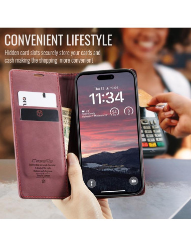 Cover iPhone Air Pelle PU Flip Marrone Rosso | Melacompro