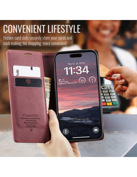 Cover iPhone Air Pelle PU Flip Marrone Rosso | Melacompro