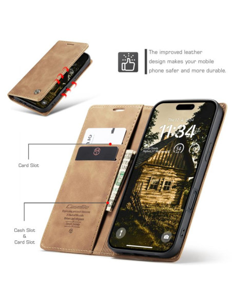 Cover iPhone Air Pelle PU Flip Marrone | Melacompro